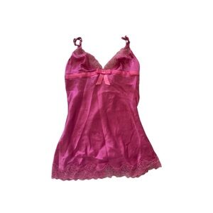 Victoria's Secret Pink Satin Mini Slip Dress with Lace